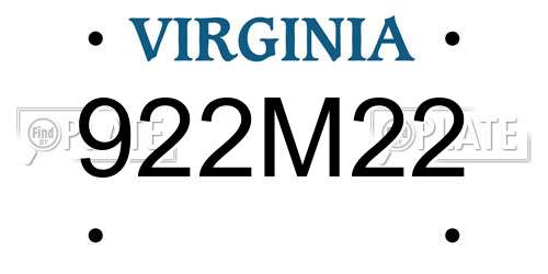 922M22 Virginia License Plate