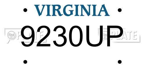 9230UP Virginia License Plate
