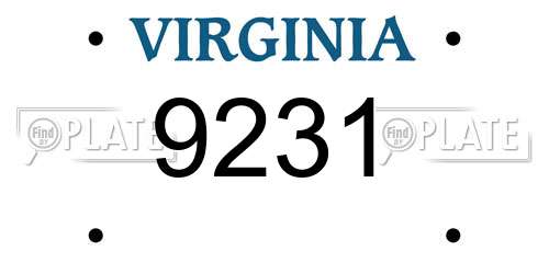 9231 Virginia License Plate