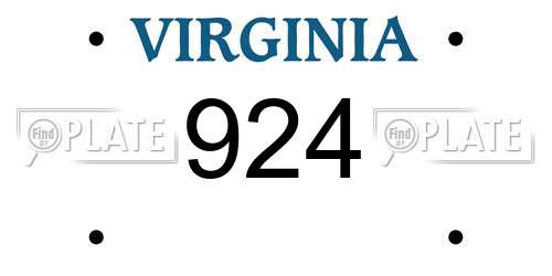 924 Virginia License Plate