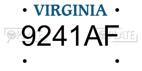 9241AF Virginia License Plate