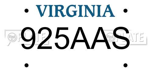 925AAS Virginia License Plate