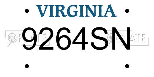 9264SN Virginia License Plate