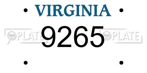 9265 Virginia License Plate