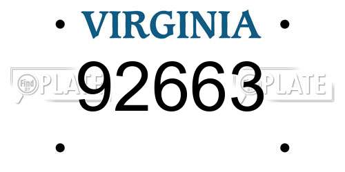 92663 Virginia License Plate