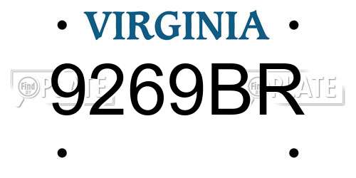 9269BR Virginia License Plate