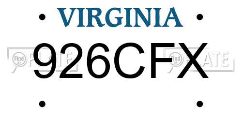 926CFX Virginia License Plate