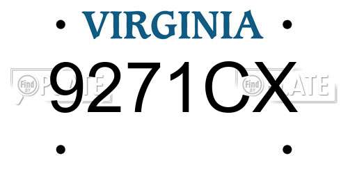 9271CX Virginia License Plate