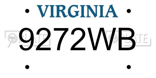 9272WB Virginia License Plate