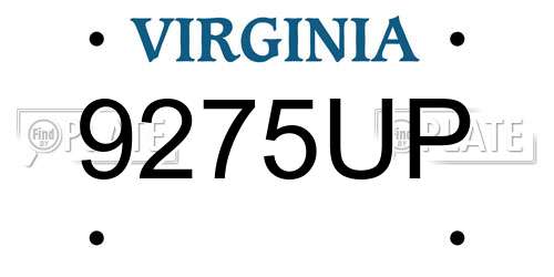 9275UP Virginia License Plate