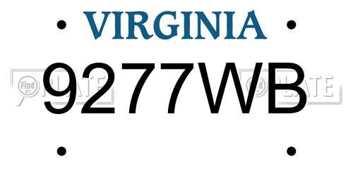 9277WB Virginia License Plate