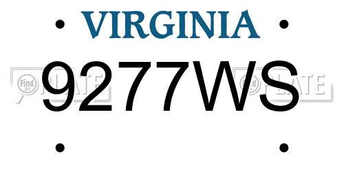 9277WS Virginia License Plate