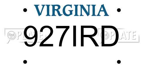 927IRD Virginia License Plate