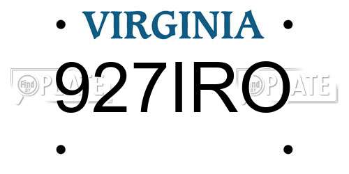 927IRO Virginia License Plate