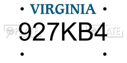 927KB4 Virginia License Plate