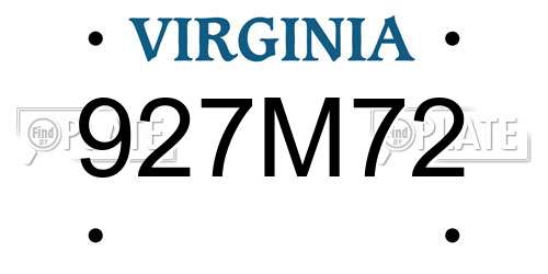 927M72 Virginia License Plate