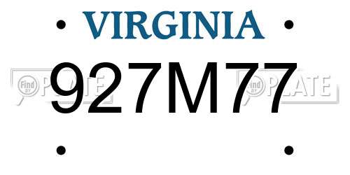 927M77 Virginia License Plate