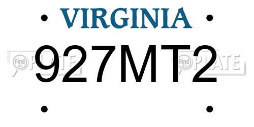 927MT2 Virginia License Plate