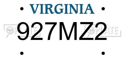 927MZ2 Virginia License Plate