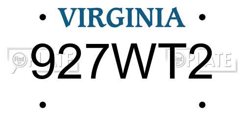 927WT2 Virginia License Plate