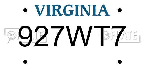 927WT7 Virginia License Plate