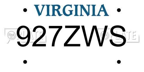927ZWS Virginia License Plate