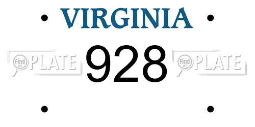 928 Virginia License Plate