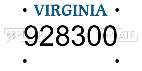 928300 Virginia License Plate