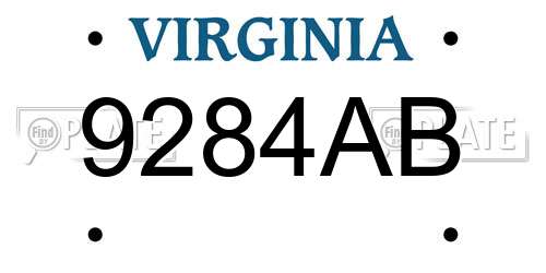 9284AB Virginia License Plate