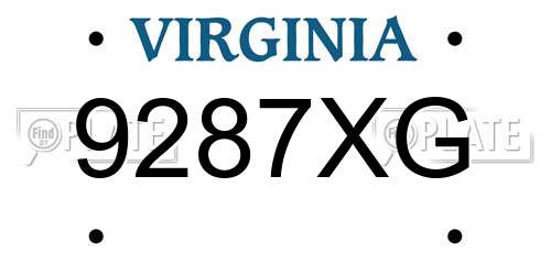 9287XG Virginia License Plate