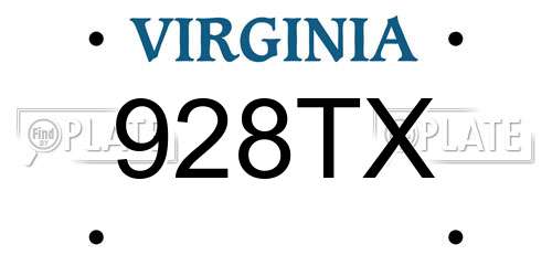 928TX Virginia License Plate