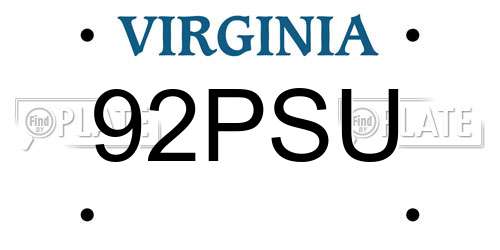 92PSU Virginia License Plate