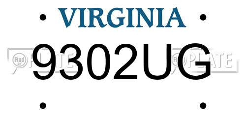 9302UG Virginia License Plate