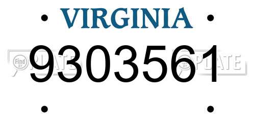 9303561 Virginia License Plate