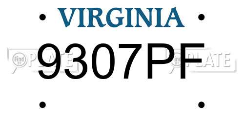 9307PF Virginia License Plate
