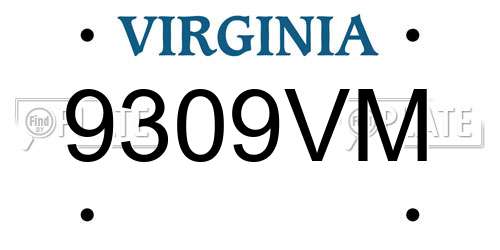 9309VM Virginia License Plate