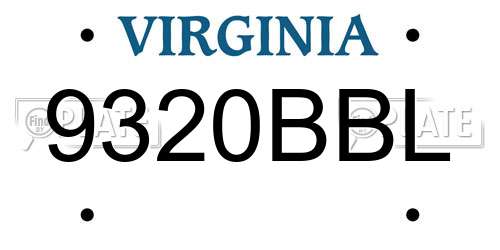 9320BBL Virginia License Plate