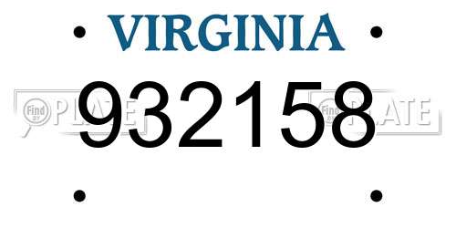 932158 Virginia License Plate
