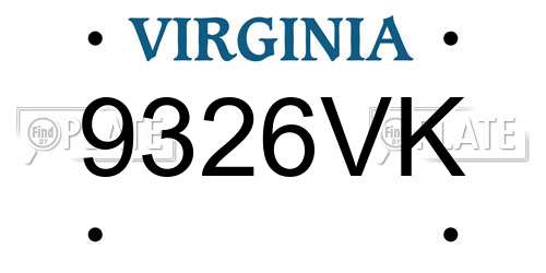 9326VK Virginia License Plate