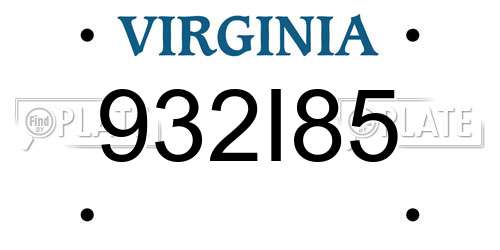 932I85 Virginia License Plate