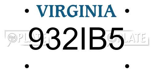 932IB5 Virginia License Plate