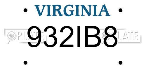 932IB8 Virginia License Plate