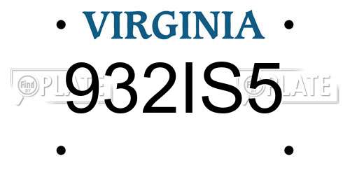 932IS5 Virginia License Plate