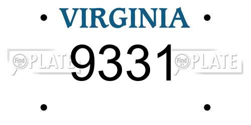 9331 Virginia License Plate