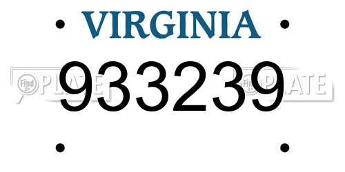 933239 Virginia License Plate