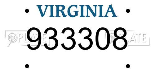933308 Virginia License Plate