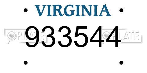 933544 Virginia License Plate