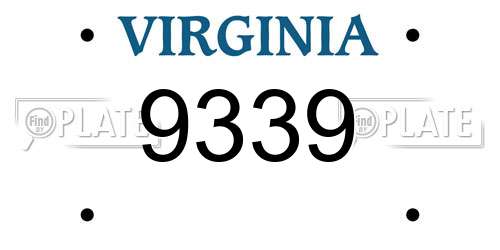 9339 Virginia License Plate