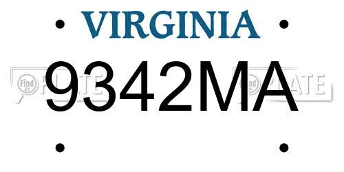 9342MA Virginia License Plate