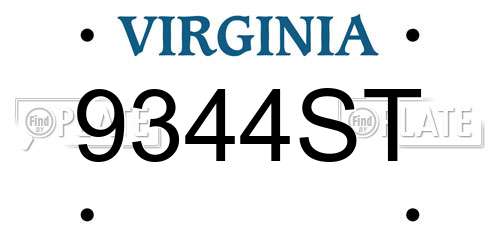 9344ST Virginia License Plate